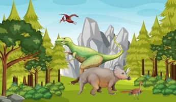 dinosaurier in der prähistorischen waldszene vektor