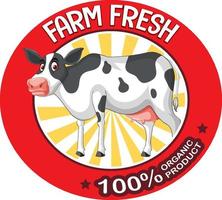 en ko med en farm fresh etikett vektor