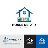 Logo-Design für Hausreparaturen mit einfachem und flachem Stil, geeignet für Hausreparaturunternehmen oder Auftragnehmer vektor