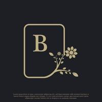 rechteckbuchstabe b monogramm luxus logo vorlage gedeiht. geeignet für Natur-, Öko-, Schmuck-, Mode-, Personal- oder Corporate-Branding. vektor