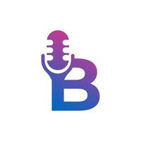 bokstav b podcast record logotyp. alfabetet med mikrofonikonen vektorillustration vektor