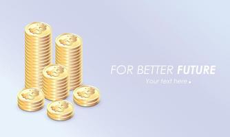 högar av guld bitcoin vektor