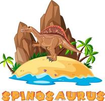 Wordcard-Design für Spinosaurus auf der Insel vektor