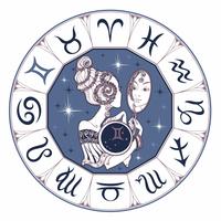 Zodiac tecken Gemini en vacker tjej. Horoskop. Astrologi. Vektor. vektor