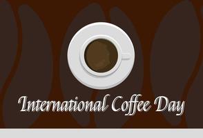 flache Designillustration von internationalen Kaffeetagesschablonen, Design passend für Plakate, Hintergründe, Grußkarten, internationaler Kaffeetag themenorientiert vektor