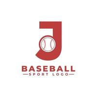 Buchstabe j mit Baseball-Logo-Design. Vektordesign-Vorlagenelemente für Sportteams oder Corporate Identity. vektor