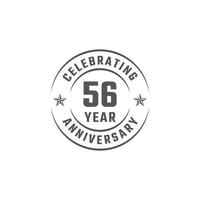 56-årsjubileumsfirande emblem med grå färg för festevenemang, bröllop, gratulationskort och inbjudan isolerad på vit bakgrund vektor