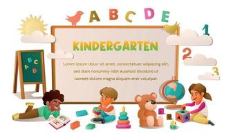 Kindergarten-Cartoon-Rahmen vektor