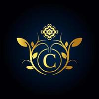 elegantes c-luxus-logo. goldenes blumenalphabetlogo mit blumenblättern. Perfekt für Mode, Schmuck, Schönheitssalon, Kosmetik, Spa, Boutique, Hochzeit, Briefstempel, Hotel- und Restaurantlogo. vektor