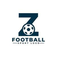 bokstaven z med fotbollslogotypdesign. vektor designmallelement för sportlag eller företagsidentitet.