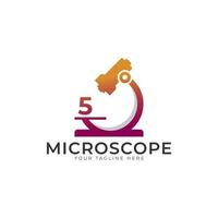 Labor-Logo. Nummer 5 Mikroskop-Logo-Design-Vorlagenelement. vektor