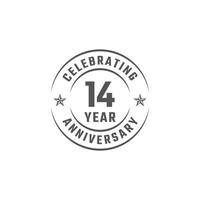 14-jähriges Jubiläumsfeier-Emblem-Abzeichen mit grauer Farbe für Feierlichkeiten, Hochzeiten, Grußkarten und Einladungen isoliert auf weißem Hintergrund vektor