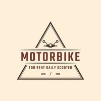 Inspiration für das Logo-Design des klassischen Vintage-Retro-Label-Emblems für Motorrad- und Rollervermietung vektor