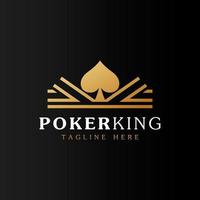 Poker-Königreich-Symbol. Goldener König und Pik-Ass als Inspiration für das Design von Poker-Logos vektor