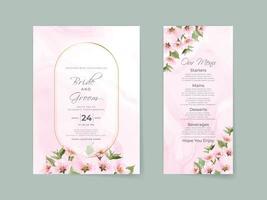 vacker mjuk rosa sakura bröllop inbjudningskort mall vektor