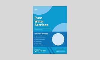 Flyer-Design für den Wassernachfüllservice. Plakatvorlage für reines Wasser trinken. Süßwasser-Service-Flyer-Vorlage, Cover, A4-Format, Flyer, Poster, Faltblatt, druckfertig vektor