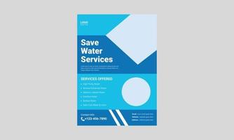 Flyer-Design für den Wassernachfüllservice. Plakatvorlage für reines Wasser trinken. Süßwasser-Service-Flyer-Vorlage, Cover, A4-Format, Flyer, Poster, Faltblatt, druckfertig vektor