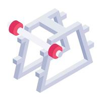 knäböj rack ikonen för isometrisk stil, träningsutrustning vektor