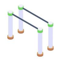 Outdoor-Rennausrüstung, isometrische Ikone von Parallelbarren vektor