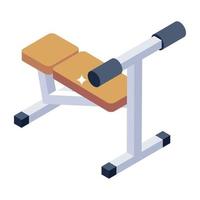Sitzbank-Symbol im isometrischen Stil, Fitnessgeräte vektor
