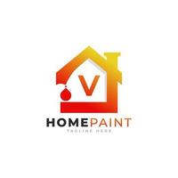 anfangsbuchstabe v home paint immobilien logo design inspiration vektor