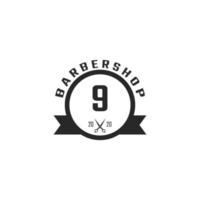 Nummer 9 Vintage Barber Shop Abzeichen und Logo-Design-Inspiration vektor