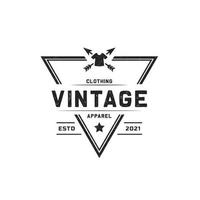 klassisches vintage-retro-label-abzeichen für bekleidungs-dreieck-logo-emblem-design-vorlagenelement vektor