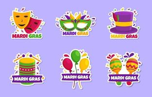 mardi gras karneval klistermärke set vektor