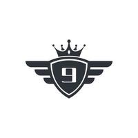 nummer 9 royal sport siegesemblem logo design inspiration vektor