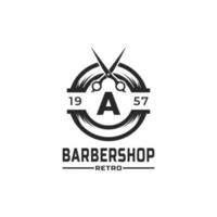 Schreiben Sie ein Vintage-Barber-Shop-Abzeichen und eine Inspiration für das Logo-Design vektor