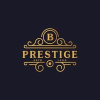 bokstaven b lyx logotyp blomstrar kalligrafiska eleganta ornament linjer. affärsskylt, identitet för restaurang, royalty, boutique, café, hotell, heraldiskt, smycken och mode logotyp designmall vektor