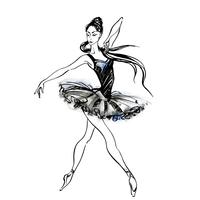 Ballerina. Balett. Dansande tjej på Pointe skor. Akvarell vektor illustration.