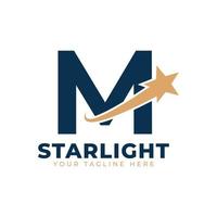Buchstabe m mit Stern-Swoosh-Logo-Design. geeignet für Start, Logistik, Business-Logo-Vorlage vektor