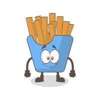 illustration vektorgrafik av söt maskot pommes frites, lämplig design för skräpmat eller snabbmatsmaskot vektor