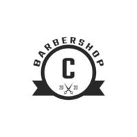buchstabe c vintage friseurladen-abzeichen und logo-design-inspiration vektor