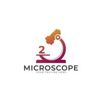 laboratorielogotyp. nummer 2 mikroskop logotyp designmall element. vektor