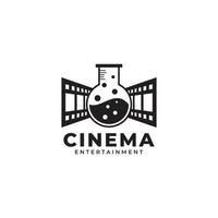 Logo des Laborfilms. Röhrenlabor kombiniert mit Rollenstreifen Filmstreifen Symbol Vektor Illustration