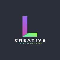 kreatives anfangsbuchstabe l-logo. grüne und lila geometrische form. verwendbar für Geschäfts- und Markenlogos. flaches Vektor-Logo-Design-Vorlagenelement. vektor