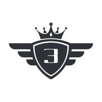 nummer 3 royal sport siegesemblem logo design inspiration vektor