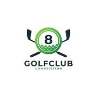 logotyp för golfsport. nummer 8 för golf logotyp design vektor mall. eps10 vektor
