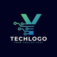 tech-buchstabe y-logo. futuristische Vektor-Logo-Vorlage mit grüner und blauer Verlaufsfarbe. Geometrische Figur. verwendbar für Geschäfts- und Technologielogos. vektor