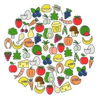 cirkel hälsosam ekologisk mat koncept vektor
