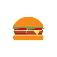 flache Designvektorillustration des Burgers lokalisiert auf weißem Hintergrund. Hamburger im minimalistischen Stil. flaches Design