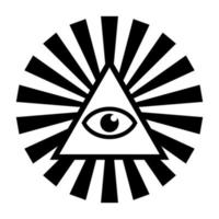 symbol för alla seende ögon. försynens öga. frimurarsymbol. alla seende öga inuti triangelpyramiden. ny världsordning. helig geometri, religion, andlighet, ockultism. isolerade vektor illustration