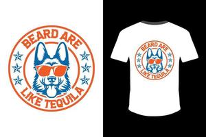 hund meme skägg är som tequila t-shirt vektor print design