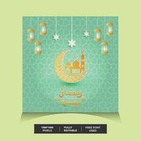 ramadan kareem eller önska sociala medier postmall design, ramadan kareem ljusa sociala medier post mall design vektor