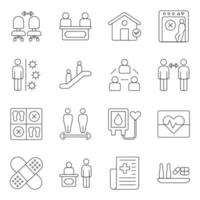 Packung mit Symbolen für Medizin und Gesundheitswesen vektor