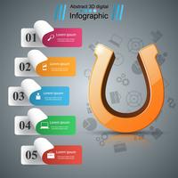Hästsko 3d ikon - företag infographic. vektor