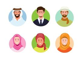 muslimische menschen avatar sammlung set cartoon illustration vektor