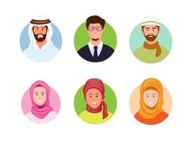 muslimska människor avatar samling set tecknad illustration vektor